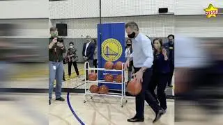 California governor Gavin Newsom unable to replicate former President Obama's suave 3-pointer