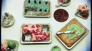 Polymer Miniature Picnic Sheet Cake and Ice Cream 1:12 Scale