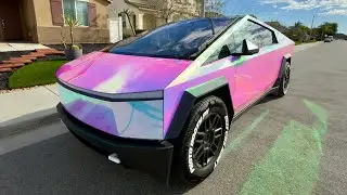 Tesla Cybertruck wrapped in Techwrap Aquamarine Chrome