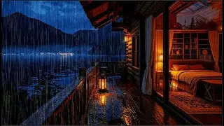 Cozy Lakeside Cabin Rain at Night 🌧️ Deep Sleep ASMR (No Thunder)