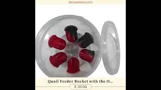 Quail Feeder Bucket with the Original Quail Feed Saver Ports by 2B Creations. Made in USA