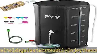PYY Rain Water Collection Barrel - 100 Gallon Water Storage Tank with Spigots, Portable Rain Catche