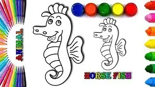 Horse Fish Coloring Pages and Drawing for Kids | Animal Drawing for Youtube Kids # 4