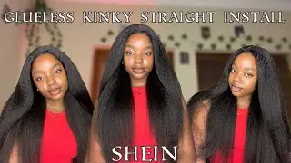 Glueless SHEIN install || Kinky Straight Yaki, 28 inches, 6x5 closure wig