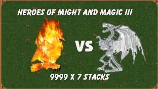 Heroes 3 Battle 9999 x 7 stacks Phoenixes vs Ghost Dragons  HoTA