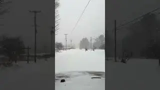 Jeep Wrangler driving in snow storm with snow covered roads! Dangerous drifting and sliding all over