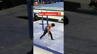 Asher Hong&rsquo;s celebration is wild 🤯 #gymnastics #gymnast #olympics #olympic #sports #sport #stick