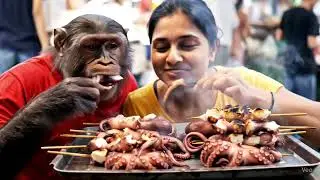  Monkey in streets ai video vlog explorer