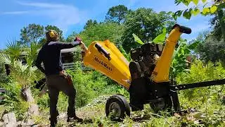 Wood chipper in action!