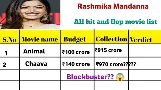 Rashmika Mandanna Hit and Flop all Movies List, Rashmika Mandanna| Chaava| Animal| Varism| Pushpa