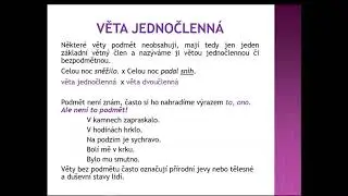 Věta jednočlenná a dvoučlenná