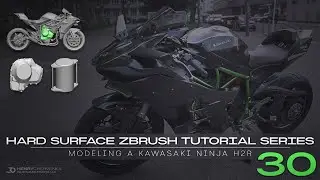 Hard Surface ZBrush Tutorial Series // Modeling A Kawasaki Ninja H2R // 30