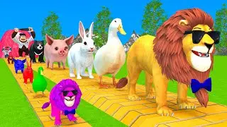 Paint Animals Duck,Tiger,Cow,Lion,Rabbit,Gorilla,Elephant,Dinosaur Fountain Crossing Animal Game Pi