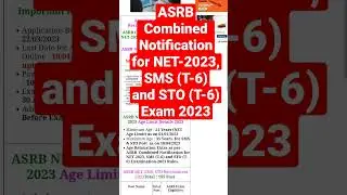 Agriculture Scientist Recruitment Board (ASRB)Combined Notification for NET-2023, SMS