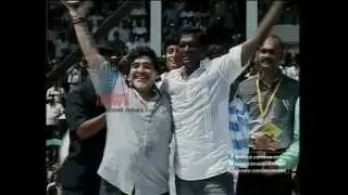 Maradona with I.M. Vijayan Playing  football on Stage