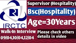Supervisor hospitality jobs in IRCTC
