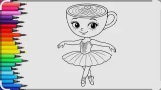 Let's draw and colour ballerina cappuccina step by step ||ballerina cappuccina cartoon colouring 