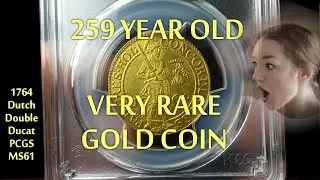 259 Year Old VERY RARE UNCIRCULATED GOLD COIN - 1764 Netherlands Holland Double Ducat PCGS MS61