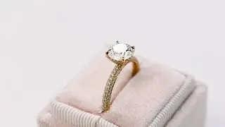 2 Carat Round Lab Diamond Ring with Three-Sided Pav&eacute; Band in 18k Yellow Gold | Ada Diamonds