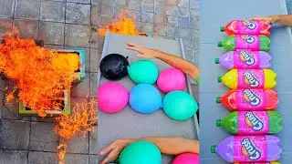 Breaking Glass Bottles | Throwing bottle from roof | Crushing crunchy bottle