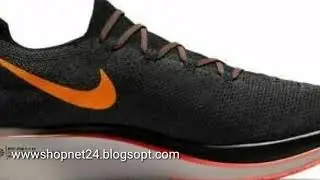 NIKE ZOOM FLY FLYKNIT RUNNING SHOE BLACK/ORANGE PEEL UK 7.5  AR4561-068 RRP &pound;140 Approx