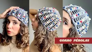 GORRO DE CROCHÊ COM APLICAÇÃO DE PÉROLAS - TUTORIAL PASSO A PASSO EM LIVE!