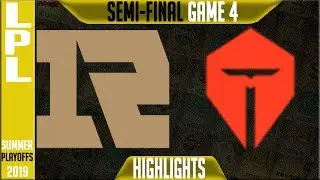 RNG vs TES Highlights Game 4 | LPL Summer 2019 Playoffs Semi-Finals | Royal Give Up vs Top Esports