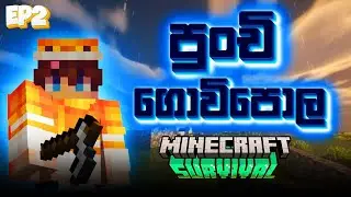 Farm එකක් හැදුවා | I built a Wheat farm in minecraft | survival episode 2 | #sinhala #minecraft 