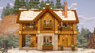 Minecraft: How To Build a Snowy Log Cabin | Large Survival House Tutorial