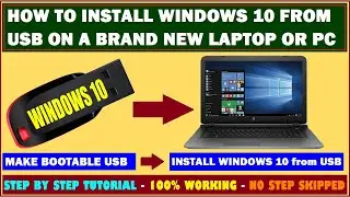 How to install windows 10 from USB drive on a brand new Laptop |windows 10 installation step by step