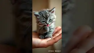 #shortvideo #catshorts #pets    A cute cat, is sitting on a human's palm feeling very happy 😽