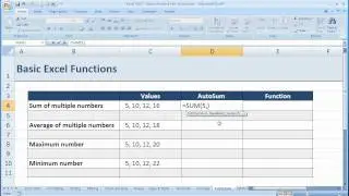 How to enter basic functions in Excel 2007 (Excel 07-021)