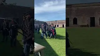 Small Unit Marching: Civil War Reenactment, 45th Mass. Infantry at Fort Macon, NC.