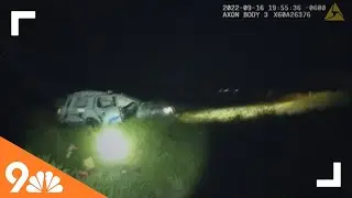 Video shows arrest of suspect, patrol car hit by train
