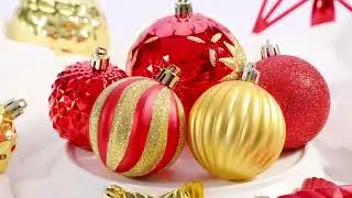 SHareconn 128 PCS Red Mixed Gold Christmas Tree Ornaments