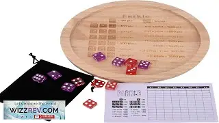 SHICANGSHIYE 9.8 Inch Wooden Farkle Dice Tray with Printed Rules Classic Farkle
