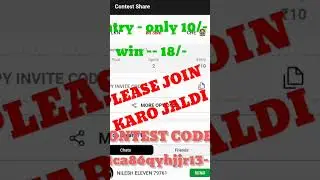 code-1ca86qyhjjr13-  jaldi join Karo today ipl dream11 private contest #dream11 link in description