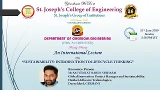 Alumni Connect International Webinar on &ldquo;Sustainability: Introduction to Life Cycle Thinking&rdquo;