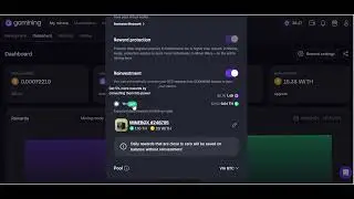 Reinvestment in GoMining. Dashboard instructions