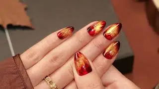 ASMR | How To Make Fireplace Flame Cat Eye Press On Nails| VSALON