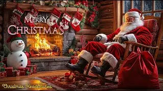 Santa Claus With Cozy Christmas Fireplace 🎅 Relaxing Instrumental Christmas Music🎄Christmas Ambience