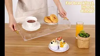 loyalKBS Acrylic Serving Tray with Handles for Serving Food Vanity Dispaly 12 * 16 Inch Clear