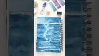 Море перед штормом. Тест гранулирующей акварели Белые ночи (синяя мгла). #watercolorpainting