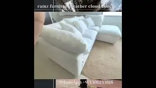 the Alvis white feathers cloud couch with linen and cotton fabric custom made in Dubai +971508253018