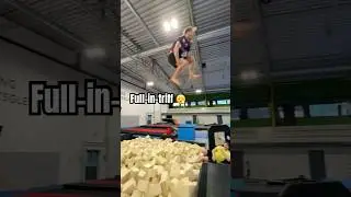 Clean full in triff to foampit😮&zwj;💨🙌  #flip #gymnast #airtrack #trampoline
