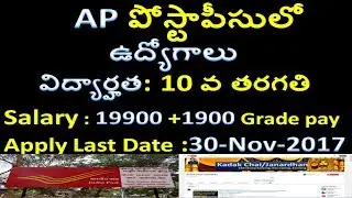 AP Postal Circle recruitment for 13 Staff car driver posts | INDIA POST 10TH CLASS JOBS 2017 |TELUGU