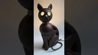 Steampunk Cat Light Sculpture: Assemblage Art