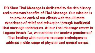 PO Siam Thai Massage - Best Massage in Laguna Beach, CA