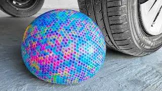Multicolored Orbeez Ballon vs Car | Crushing Crunchi & Soft Things by Car