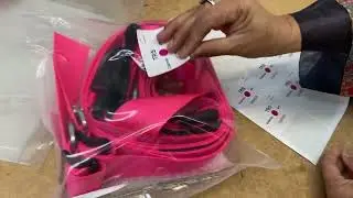 TRS Motorsport Pink Harness Belts labeled And Ready To Go!